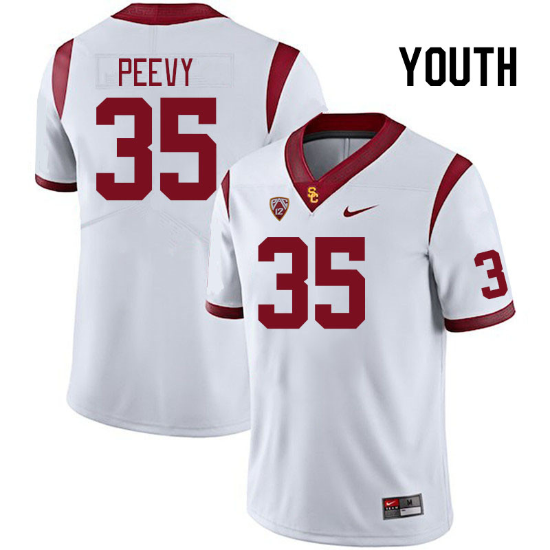 Youth #35 DJ Peevy USC Trojans College Football Jerseys Stitched Sale-White